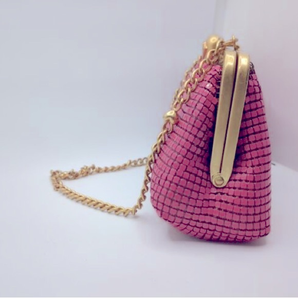 RARE JUICY COUTURE Vintage Brass Pink Metal Mesh Crown Mini Bag Y2K - Picture 7 of 7